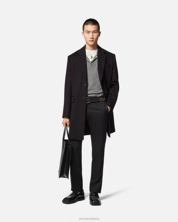 melns apģērbs Versace 806B1227 vīriešiem vienrindas mētelis