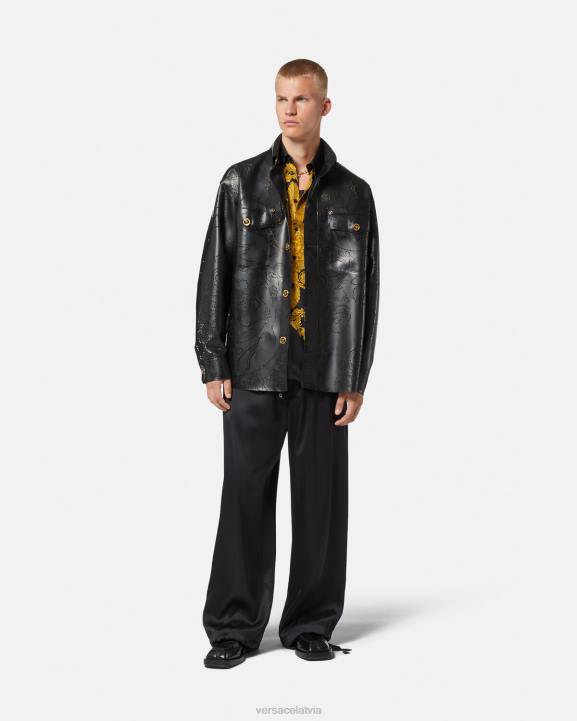 melns apģērbs Versace 806B1237 vīriešiem barocco lateksa virskrekls