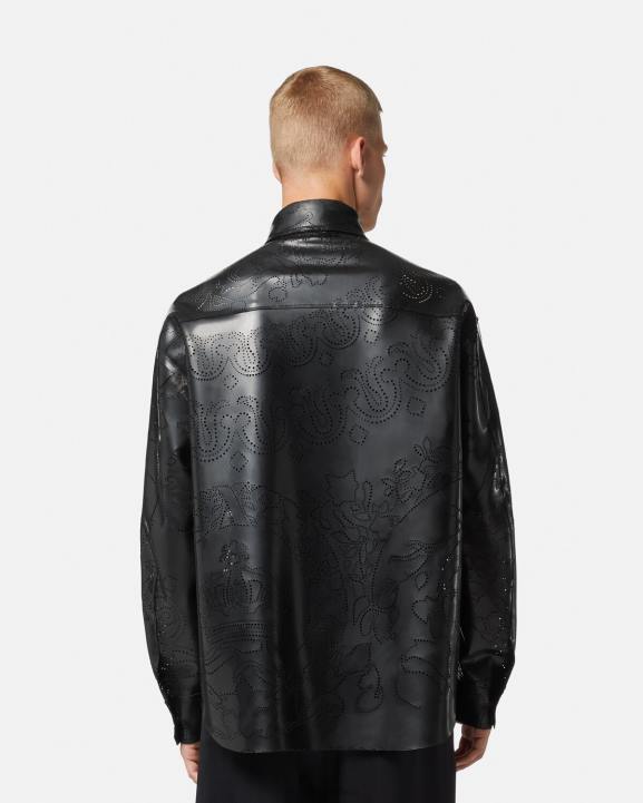 melns apģērbs Versace 806B1237 vīriešiem barocco lateksa virskrekls