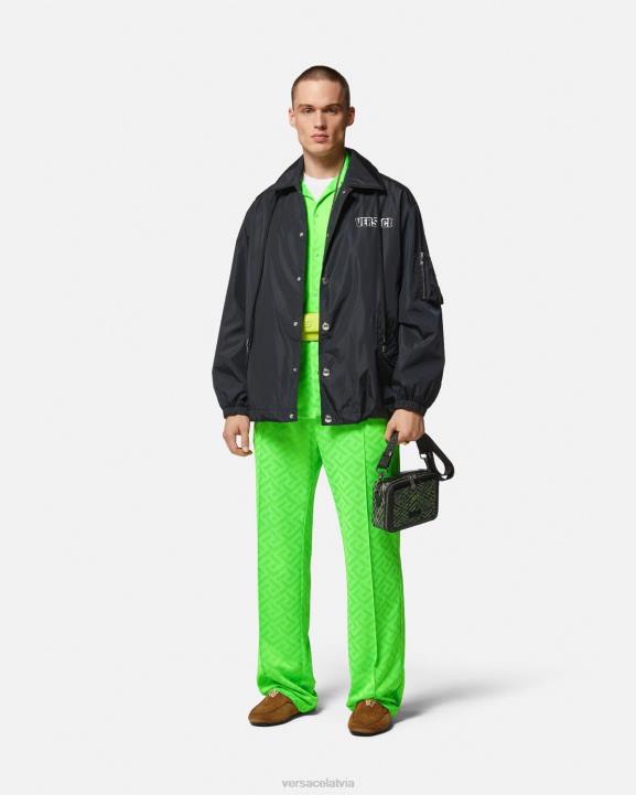 melns apģērbs Versace 806B1243 vīriešiem neilona grafiskā logotipa jaka