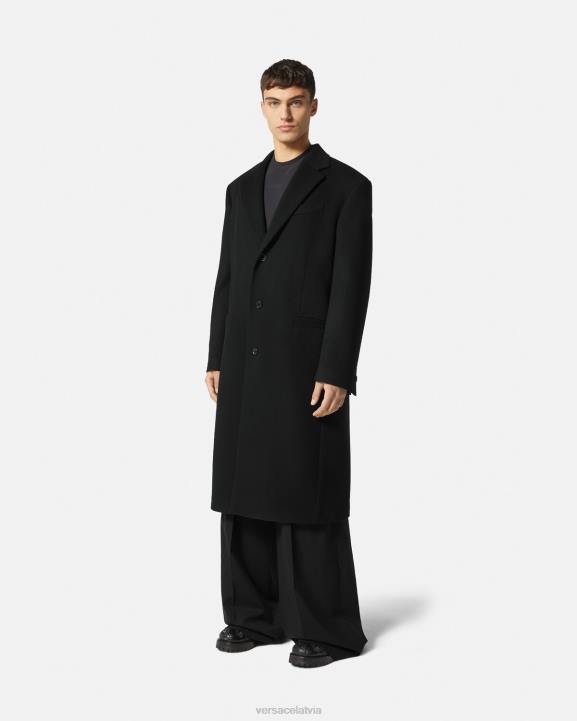 melns apģērbs Versace 806B1245 vīriešiem vienrindas vilnas mētelis