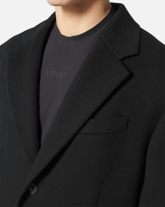 melns apģērbs Versace 806B1245 vīriešiem vienrindas vilnas mētelis