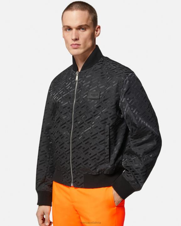 melns apģērbs Versace 806B1246 vīriešiem apgriežama la greca bomber jaka