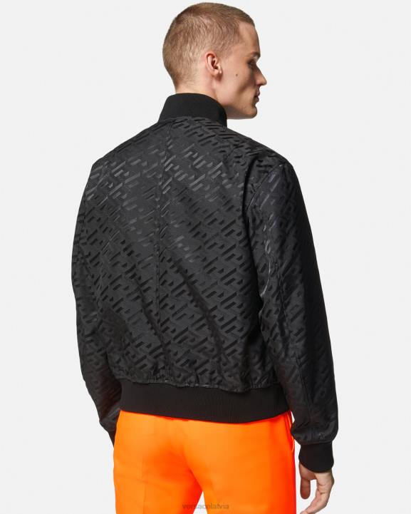 melns apģērbs Versace 806B1246 vīriešiem apgriežama la greca bomber jaka