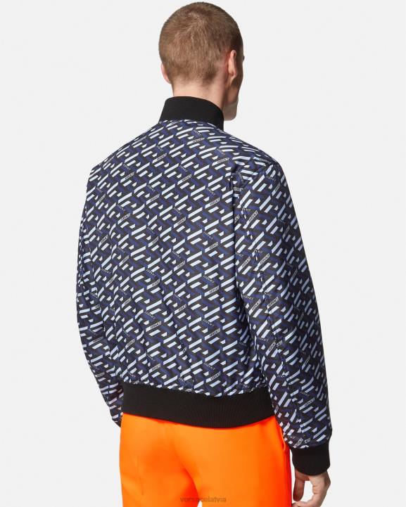 melns apģērbs Versace 806B1246 vīriešiem apgriežama la greca bomber jaka