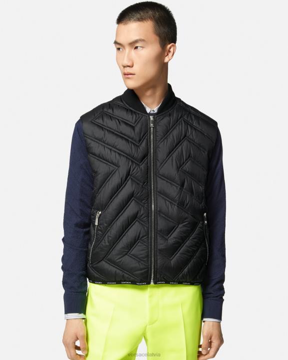 melns apģērbs Versace 806B1247 vīriešiem la greca puffer veste
