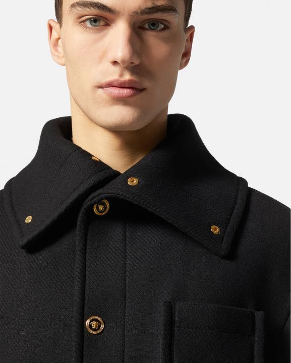 melns apģērbs Versace 806B1251 vīriešiem medūzas vilnas blūza jaka