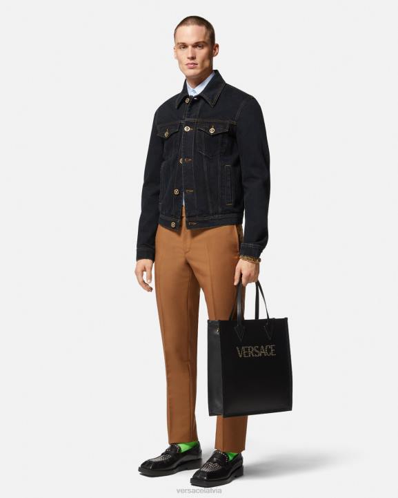 melns apģērbs Versace 806B1252 vīriešiem medusa džinsa jaka