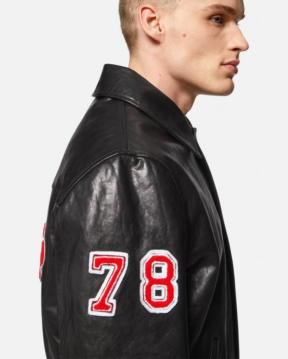 melns apģērbs Versace 806B1258 vīriešiem universitātes ādas jaka