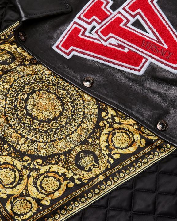 melns apģērbs Versace 806B1258 vīriešiem universitātes ādas jaka