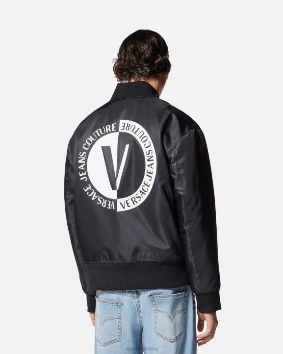 melns apģērbs Versace 806B2418 vīriešiem v-emblēmas bumbvedēja jaka