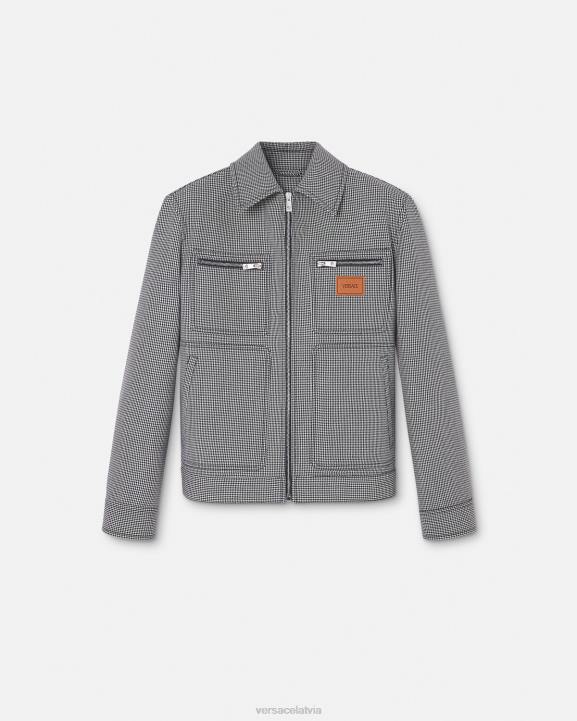 melns balts apģērbs Versace 806B1259 vīriešiem jaka ar rāvējslēdzēju