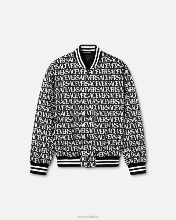 melns un apdrukāts apģērbs Versace 806B1238 vīriešiem allover bomber jaka