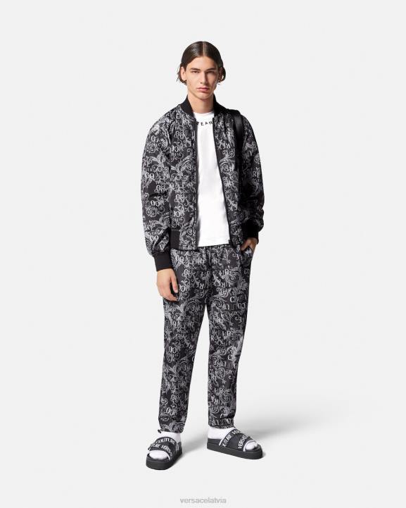 melns un apdrukāts apģērbs Versace 806B2415 vīriešiem Apgrieztā jaka ar logotipu couture