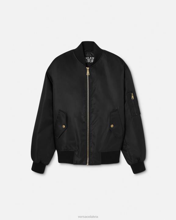 melns & zelts apģērbs Versace 806B2417 vīriešiem logo couture bomber jaka