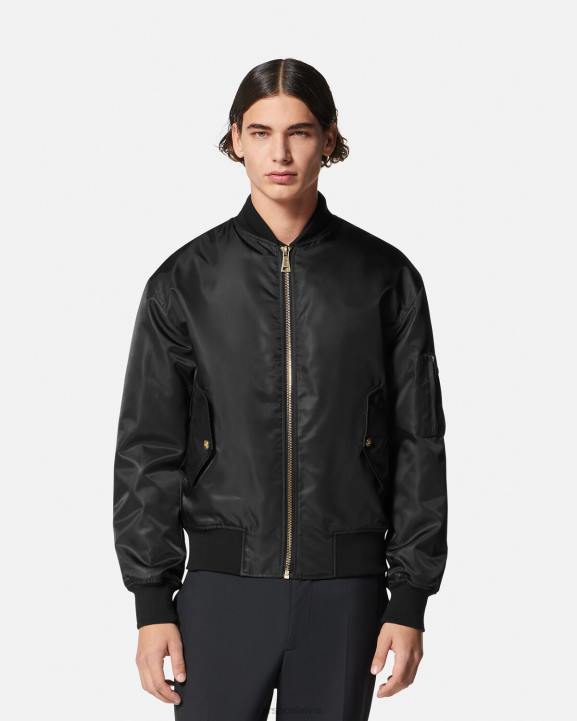 melns & zelts apģērbs Versace 806B2417 vīriešiem logo couture bomber jaka
