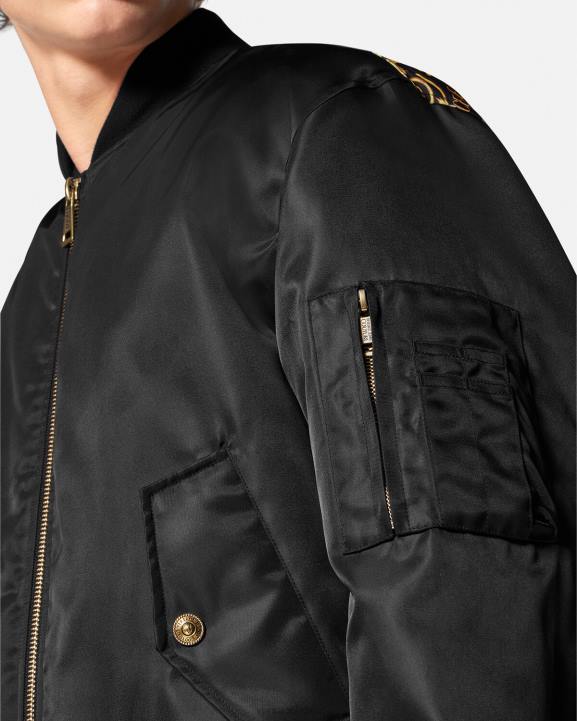 melns & zelts apģērbs Versace 806B2417 vīriešiem logo couture bomber jaka