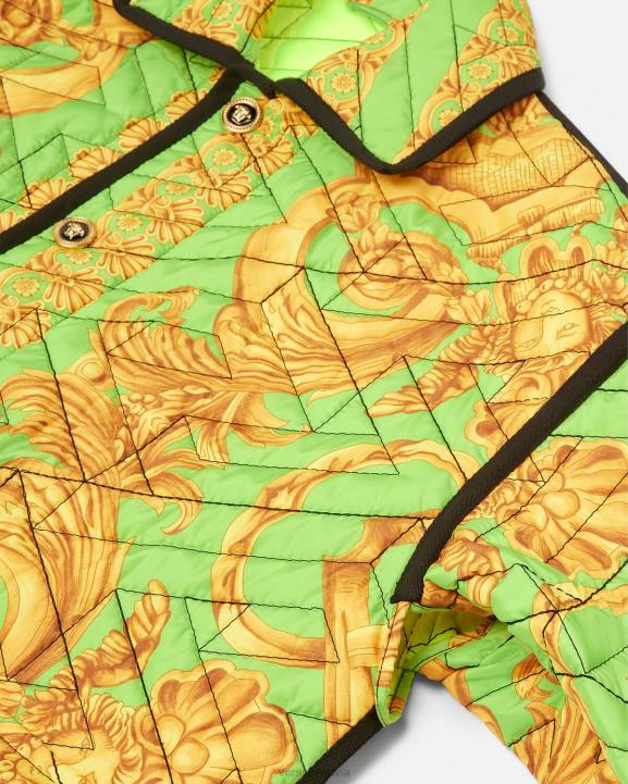 zelts un zaļš apģērbs Versace 806B1242 vīriešiem barocco 660 stepēta blūzona jaka