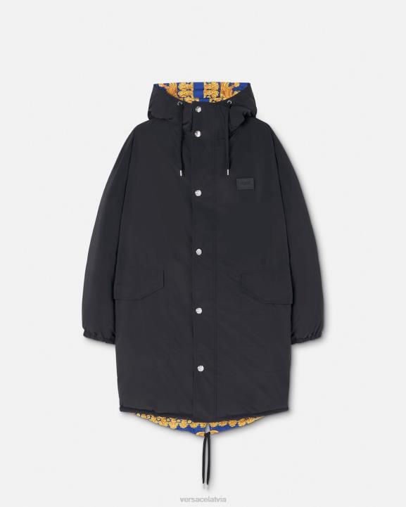 zils un zelts apģērbs Versace 806B1239 vīriešiem reversīvā barocco 660 puffer parka