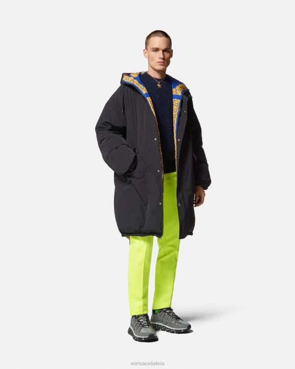 zils un zelts apģērbs Versace 806B1239 vīriešiem reversīvā barocco 660 puffer parka