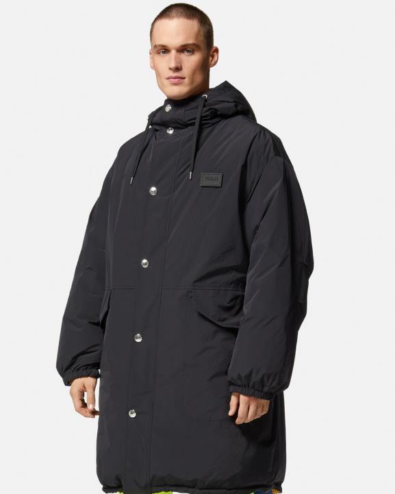 zils un zelts apģērbs Versace 806B1239 vīriešiem reversīvā barocco 660 puffer parka