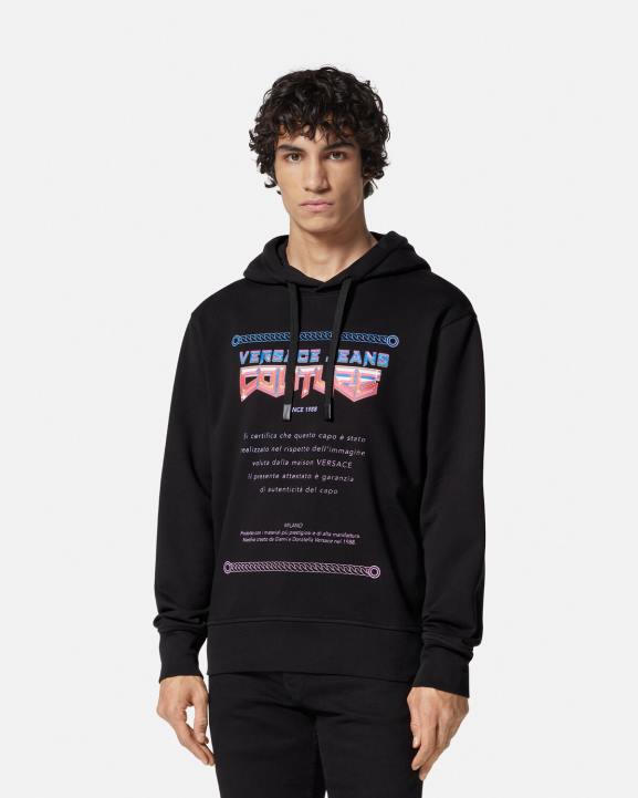 melns apģērbs Versace 806B2366 vīriešiem garantijas logotipa kapuci