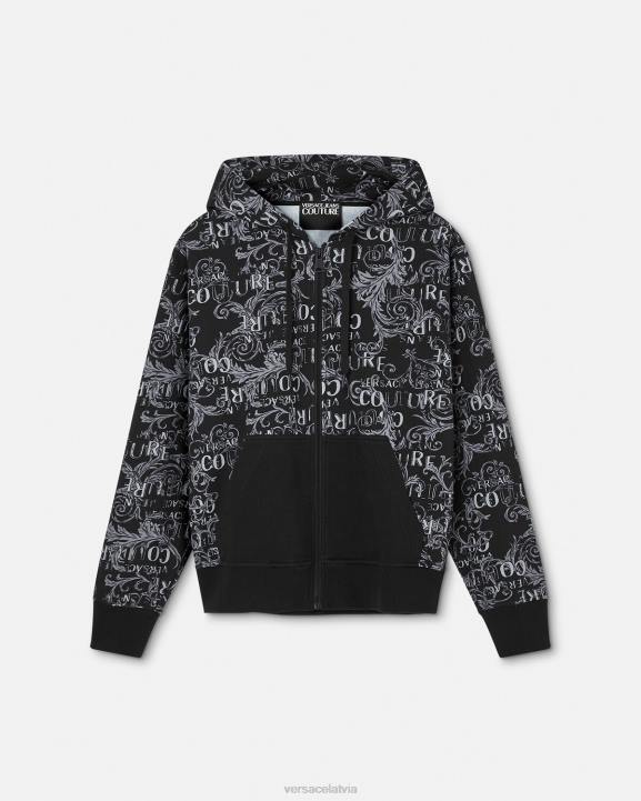 melns apģērbs Versace 806B2405 vīriešiem logo couture rāvējslēdzēja kapuci