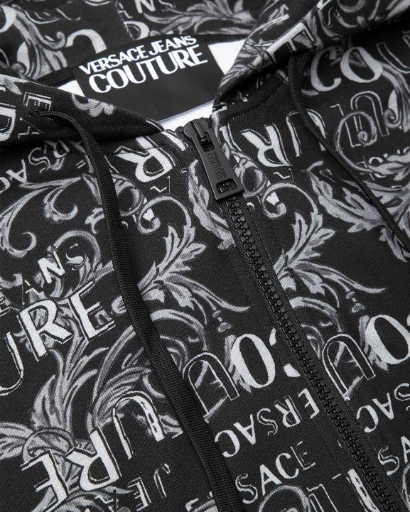 melns apģērbs Versace 806B2405 vīriešiem logo couture rāvējslēdzēja kapuci