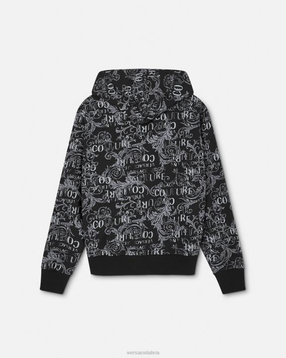 melns apģērbs Versace 806B2405 vīriešiem logo couture rāvējslēdzēja kapuci