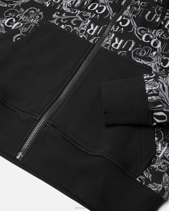 melns apģērbs Versace 806B2405 vīriešiem logo couture rāvējslēdzēja kapuci