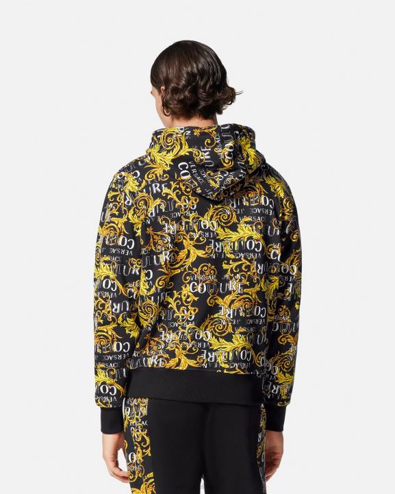 melns & zelts apģērbs Versace 806B2403 vīriešiem logo couture rāvējslēdzēja kapuci