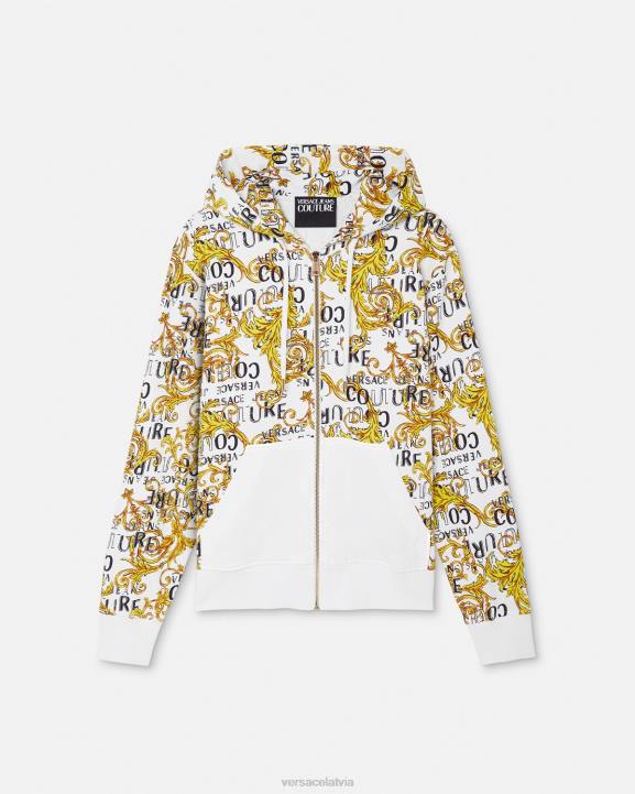 zelts un balts apģērbs Versace 806B2404 vīriešiem logo couture rāvējslēdzēja kapuci