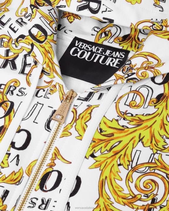 zelts un balts apģērbs Versace 806B2404 vīriešiem logo couture rāvējslēdzēja kapuci