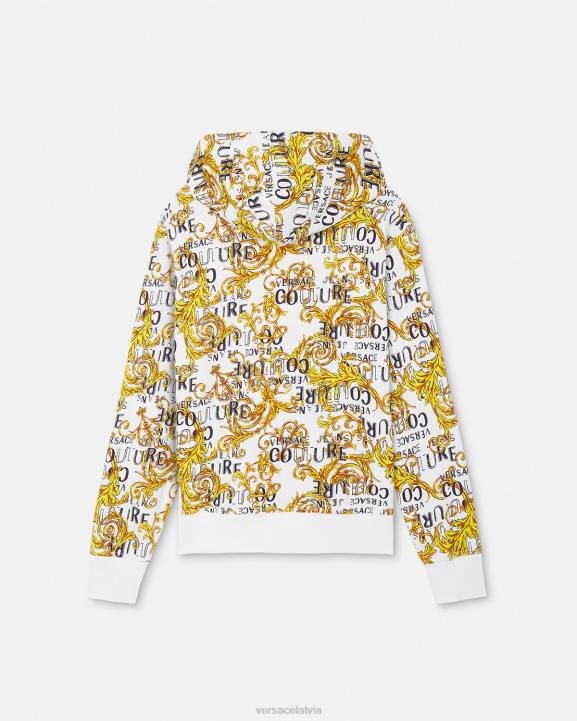 zelts un balts apģērbs Versace 806B2404 vīriešiem logo couture rāvējslēdzēja kapuci