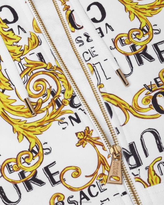 zelts un balts apģērbs Versace 806B2404 vīriešiem logo couture rāvējslēdzēja kapuci