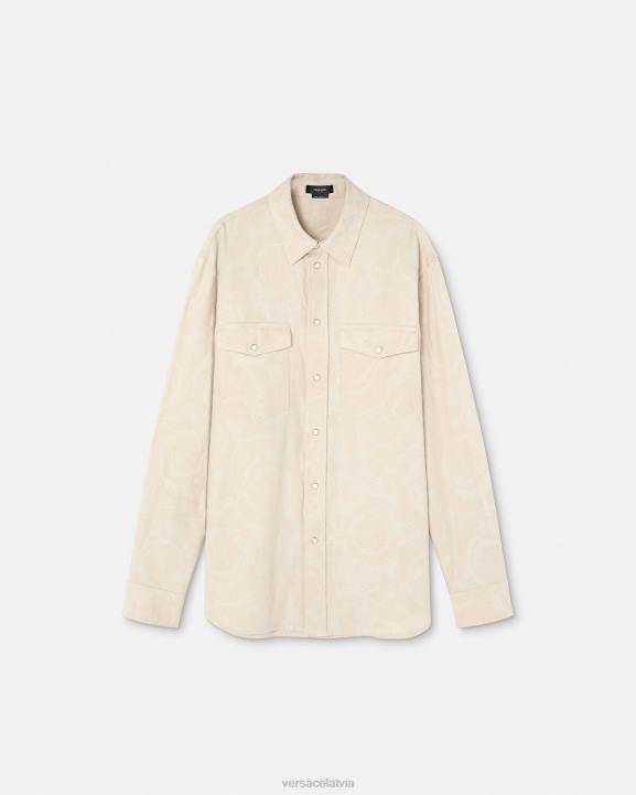 bēšs apģērbs Versace 806B1292 vīriešiem baroka silueta chambray krekls