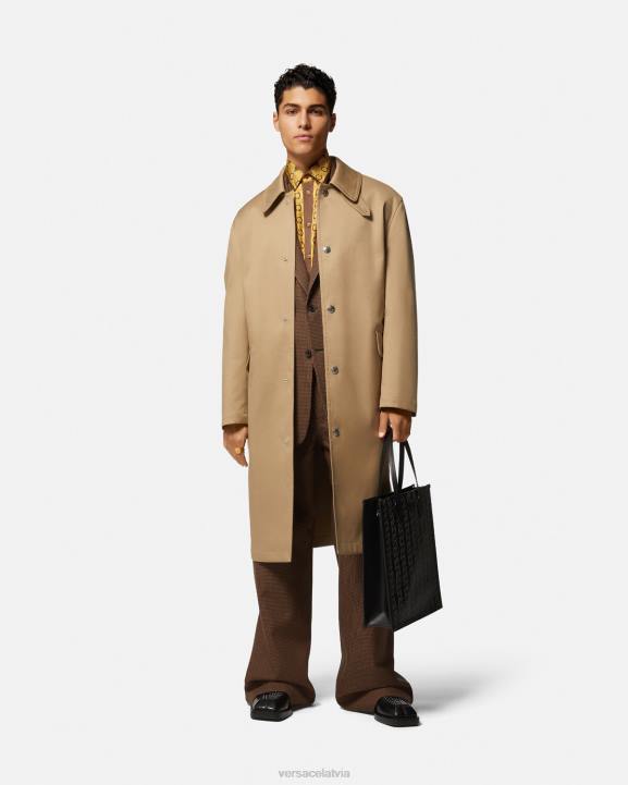 brūns un zelts apģērbs Versace 806B1320 vīriešiem barocco 660 zīda krekls