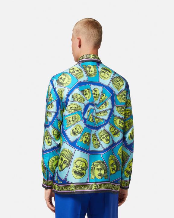 drukāt apģērbs Versace 806B1305 vīriešiem le maschere zīda krekls