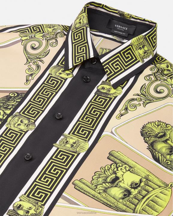 drukāt apģērbs Versace 806B1306 vīriešiem le maschere zīda krekls