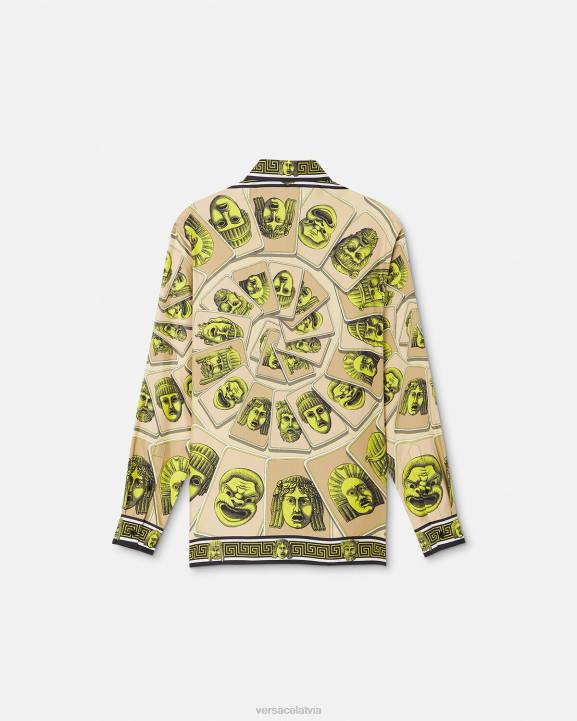 drukāt apģērbs Versace 806B1306 vīriešiem le maschere zīda krekls