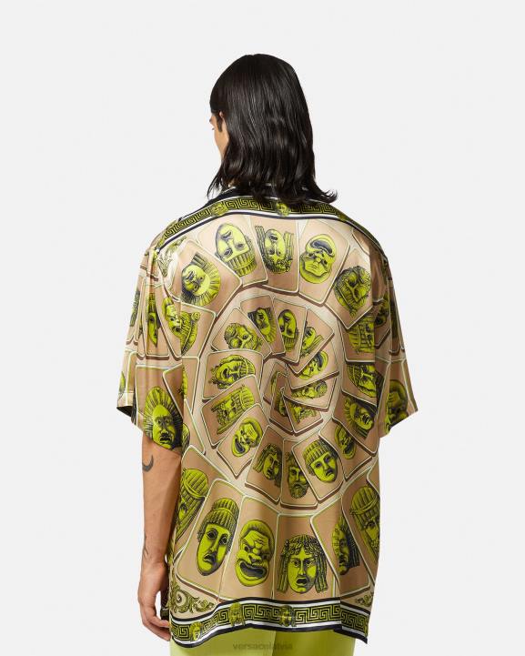 drukāt apģērbs Versace 806B1308 vīriešiem le maschere lielizmēra zīda krekls