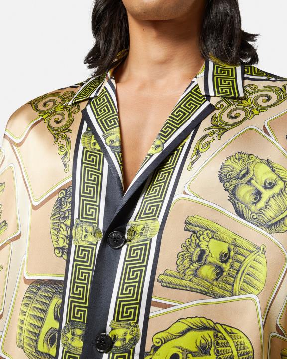 drukāt apģērbs Versace 806B1308 vīriešiem le maschere lielizmēra zīda krekls