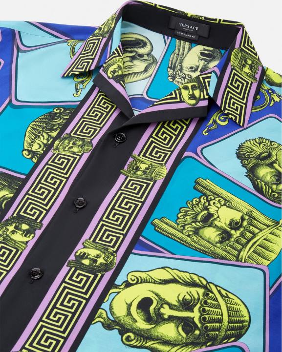 drukāt apģērbs Versace 806B1309 vīriešiem le maschere kokvilnas maisījuma krekls