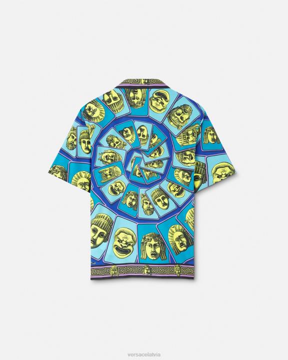 drukāt apģērbs Versace 806B1309 vīriešiem le maschere kokvilnas maisījuma krekls