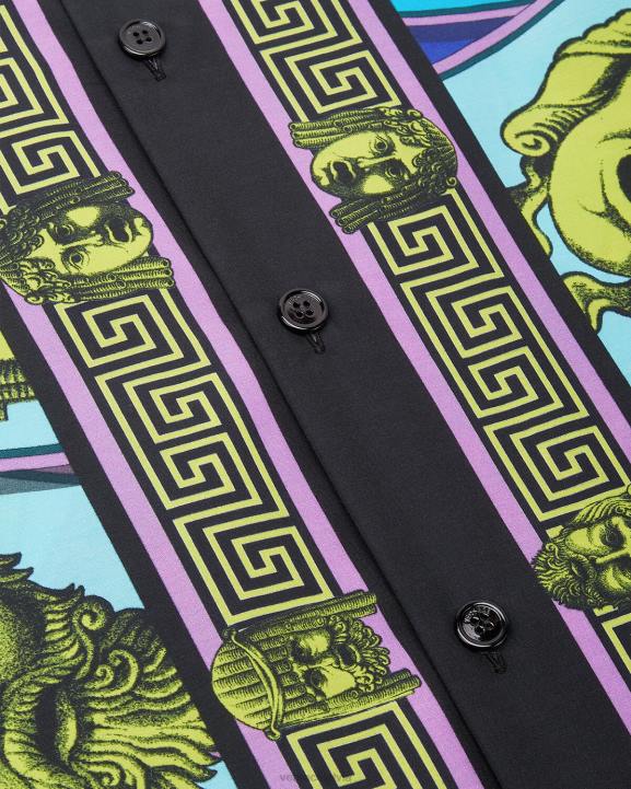 drukāt apģērbs Versace 806B1309 vīriešiem le maschere kokvilnas maisījuma krekls