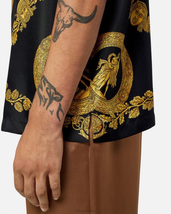 drukāt apģērbs Versace 806B1312 vīriešiem maschera baroka zīda krekls