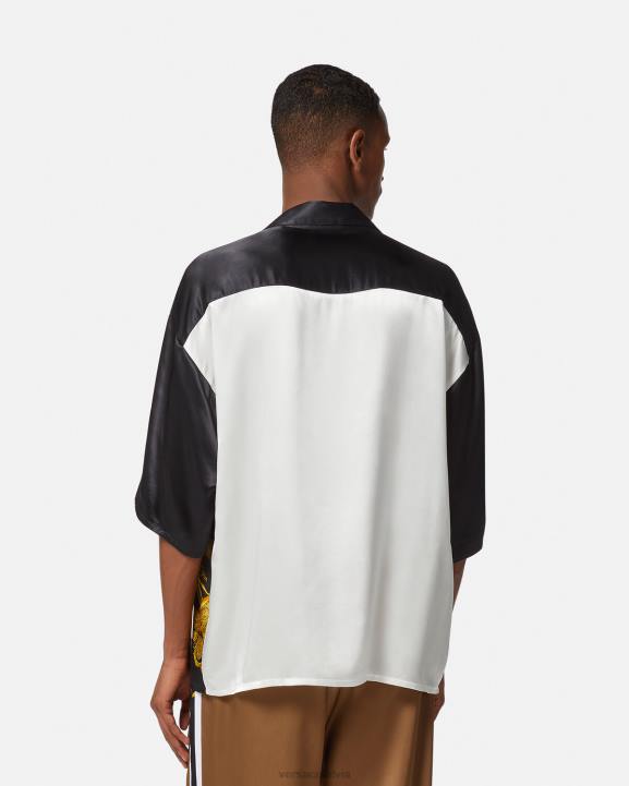 drukāt apģērbs Versace 806B1313 vīriešiem maschera baroka satīna polo krekls