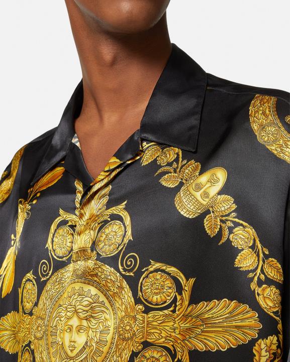 drukāt apģērbs Versace 806B1313 vīriešiem maschera baroka satīna polo krekls