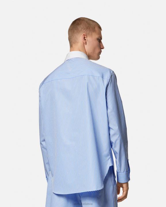 gaiši zils apģērbs Versace 806B1295 vīriešiem svītrains logo krekls