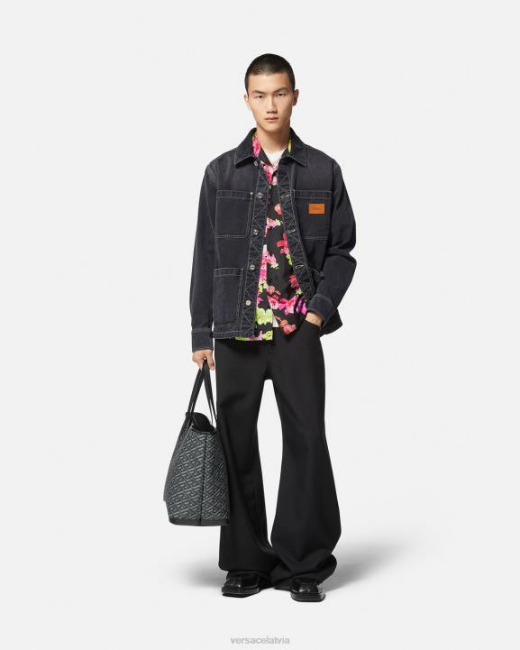 pelēks apģērbs Versace 806B1324 vīriešiem džinsa virskrekls ar logotipu